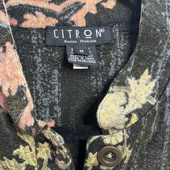 Citron Santa Monica Floral Print Jacket M Lightweight Button Up Medallion Blazer - Picture 3 of 5